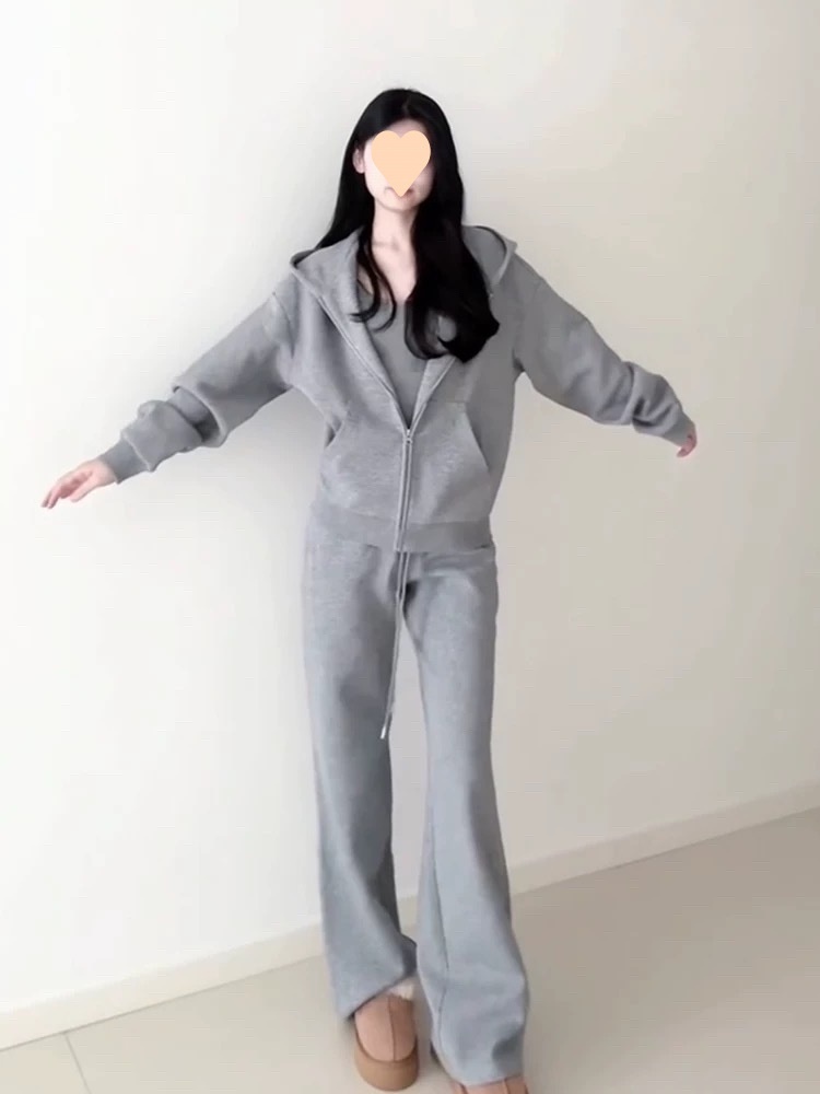 001 Women's Sports Suit Spring Autumn 2025 New Korean Style Loose Slim Fashionable Stylish Sweatshirt Casual Two-Piece Set_voghion.com