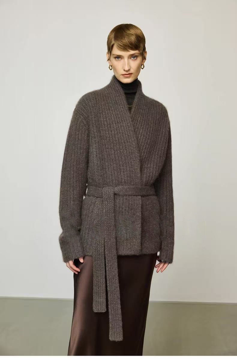 GraceChic GraceChic GraceChic Automne Hiver Nouveau Gilet court style peignoir en laine de yak épaisse ROW pour femme_voghion.com