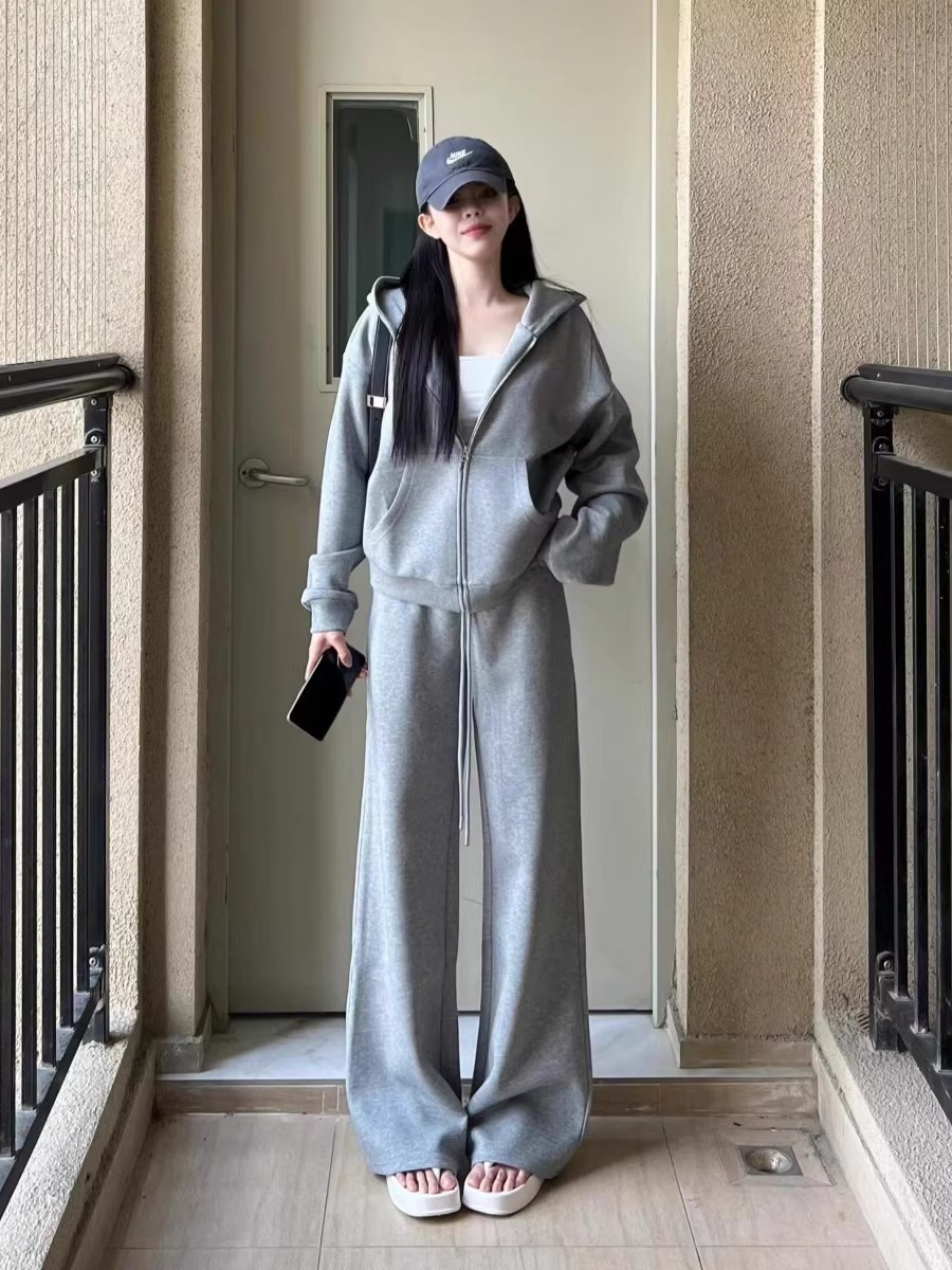 001 Dames sportkledingset herfst nieuwe Koreaanse stijl losse afslankende mode sweatshirt casual tweedelig hardlooptrend_voghion.com