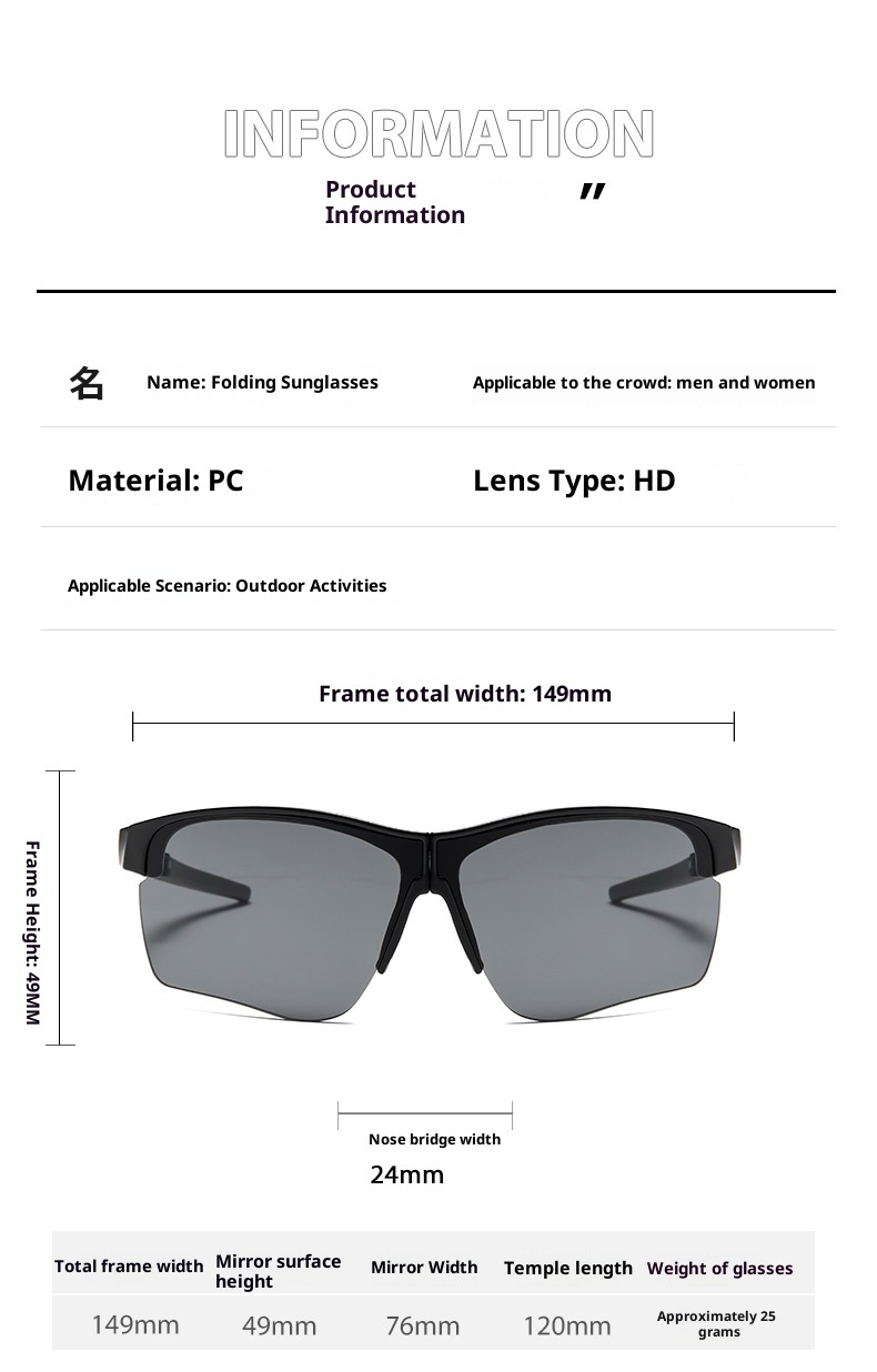 ActiveGo Cross-border Nuovo vetro pieghevole per ciclismo Outdoor Alpinismo Antivento Doppio uso Guida Visione diurna e notturna_voghion.com