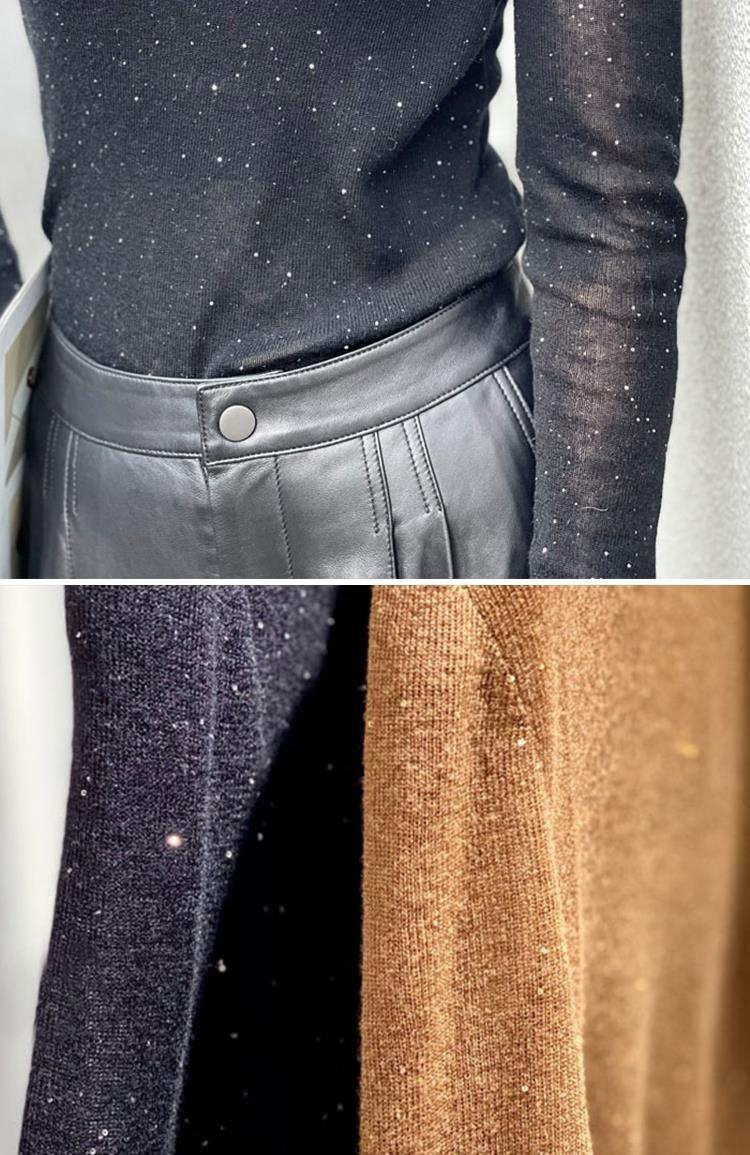 GraceChic GraceChic GraceChic European Women's Fashion 2023 New Trendy Wool High Neck Sequin Sweater Base Shirt For Women Autumn Winter Stylish_voghion.com