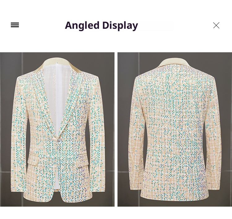 1 Giacca da abito Costume da cantante maschile Ospite di banchetto Abbigliamento formale Spettacolo teatrale Coro Pantaloni aderenti Color Block_voghion.com