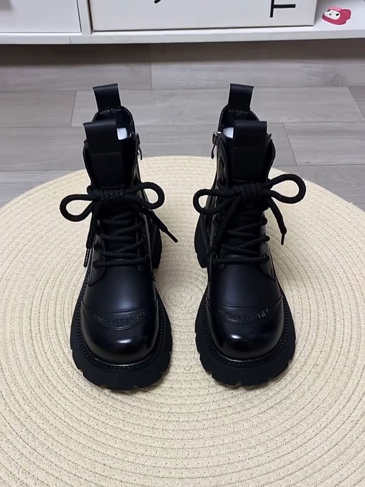 ShoeVault Martin originali con suola spessa da donna, stivali di lana in stile britannico, scarpe da donna in cotone calde alla moda per autunno inverno,_voghion.com