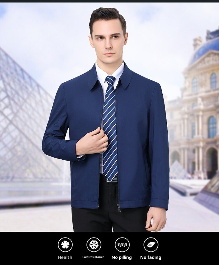 1 Giacca da uomo di mezza età di alta qualità, modello da papà, autunno 2025, nuova giacca casual da lavoro, tinta unita, con cerniera, da uomo_voghion.com