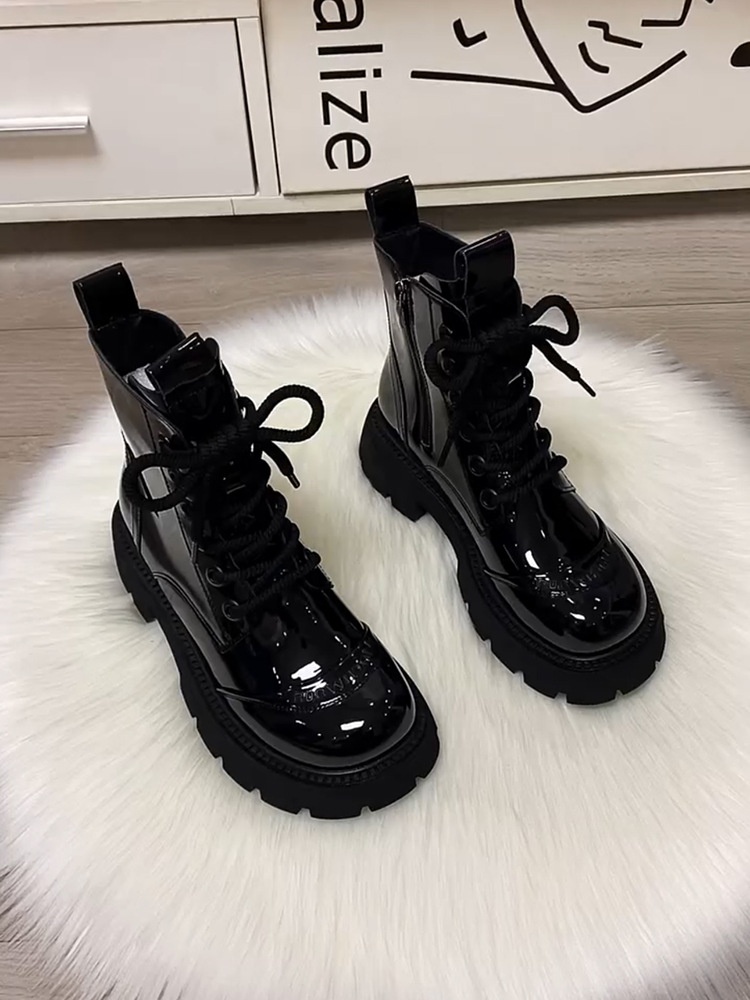 ShoeVault Martin originali con suola spessa da donna, stivali di lana in stile britannico, scarpe da donna in cotone calde alla moda per autunno inverno,_voghion.com