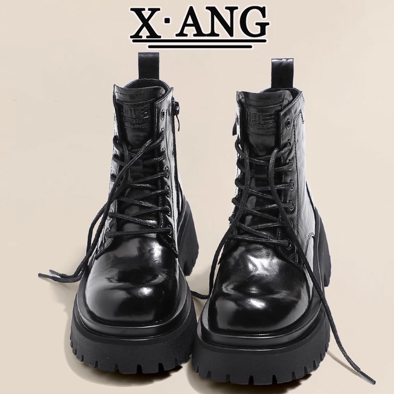 ShoeVault Genuine Leather Martin For Women, Thick Sole, Height Increasing, Chunky Heel, Short Winter New Style, Fleece Lined,_voghion.com