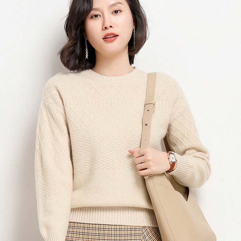 GraceChic GraceChic GraceChic Autunno Inverno Lana Per Donna Maglia Base Larga Ispessita 2021 Nuovo Maglione Dimagrante Tinta Unita Cashmere Parte Superiore Interna_voghion.com