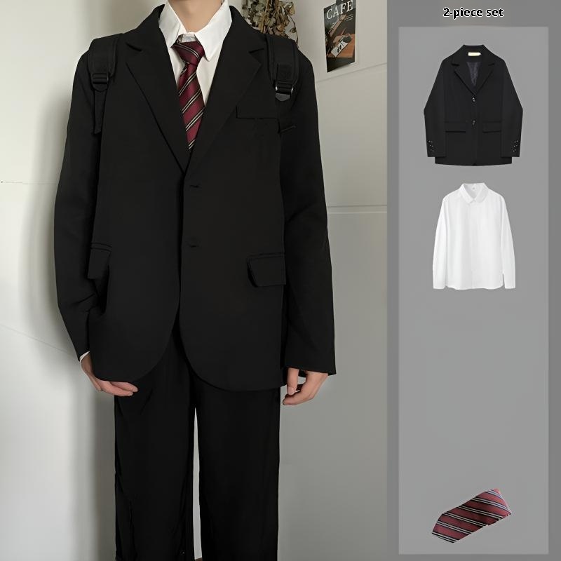 ragazzo stile giapponese college uomo uniforme DK vestibilità ampia bello studente scuola JK primavera autunno cravatta giacca abito_voghion.com