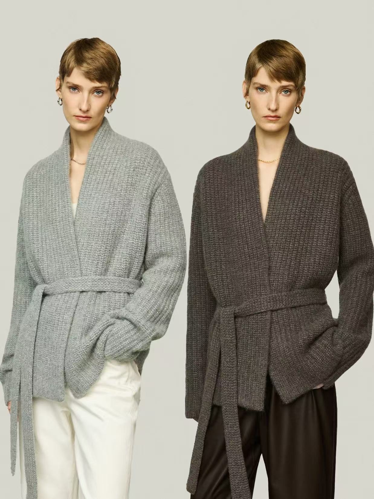 GraceChic GraceChic GraceChic Automne Hiver Nouveau Gilet court style peignoir en laine de yak épaisse ROW pour femme_voghion.com