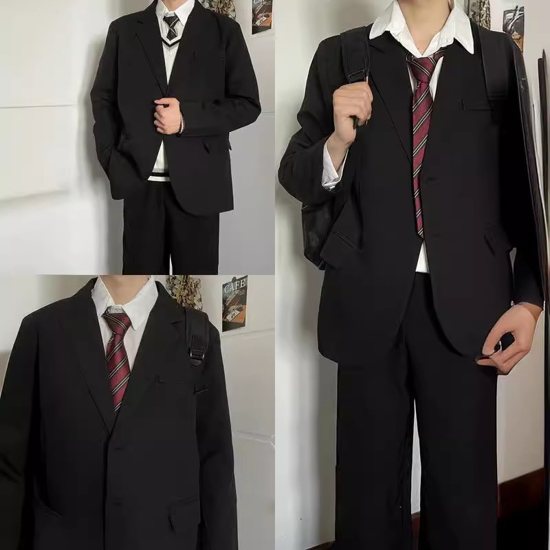 ragazzo stile giapponese college uomo uniforme DK vestibilità ampia bello studente scuola JK primavera autunno cravatta giacca abito_voghion.com