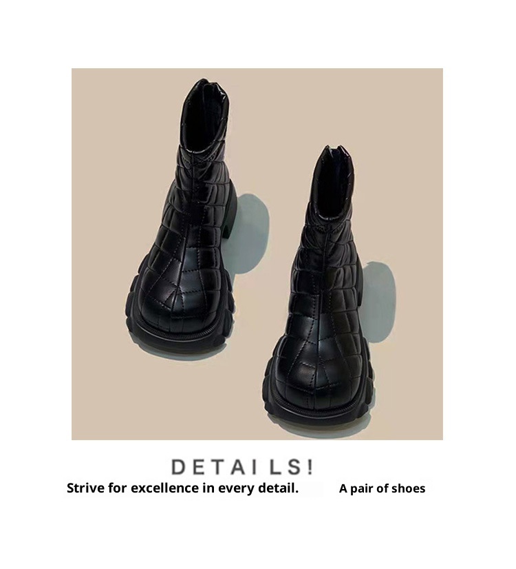 ShoeVault 2025 Autumn Winter Women's Martin Foam Thick Sole Down Quilted Slim Cigarette Short Boots Cross-Border European And_voghion.com