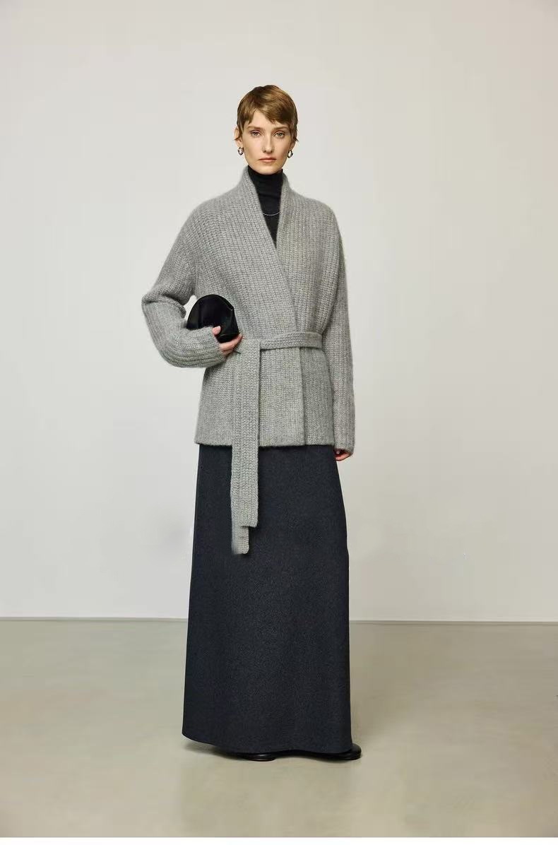 GraceChic GraceChic GraceChic Automne Hiver Nouveau Gilet court style peignoir en laine de yak épaisse ROW pour femme_voghion.com