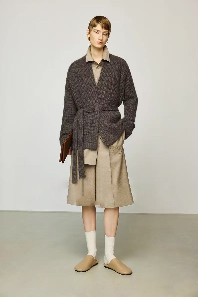 GraceChic GraceChic GraceChic Automne Hiver Nouveau Gilet court style peignoir en laine de yak épaisse ROW pour femme_voghion.com