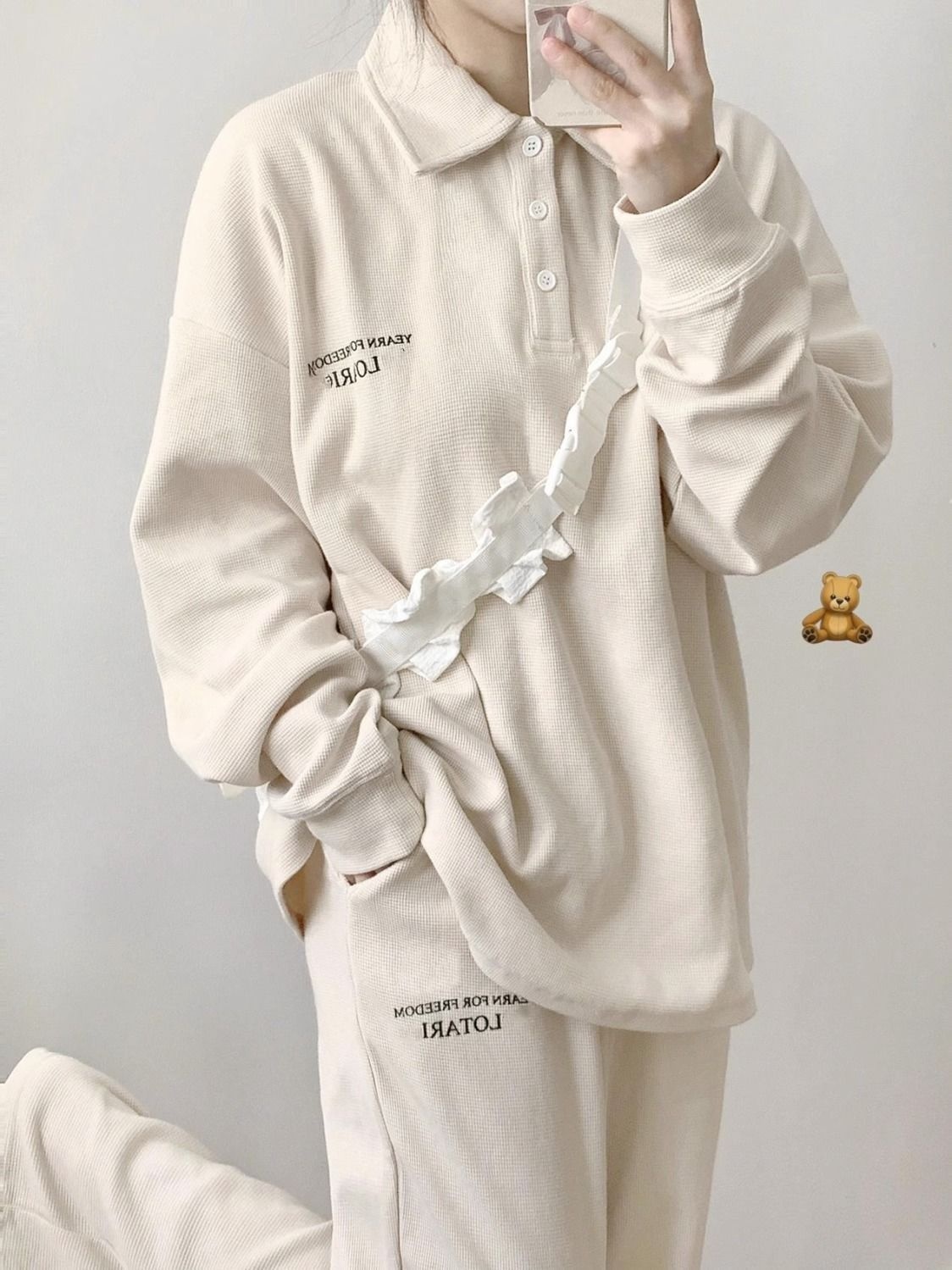 001 Autumn Lazy Style Sports Suit For Female Students BF Plus Size Loose Casual Sweatshirt Wide-Leg Pants Running Two-Piece_voghion.com