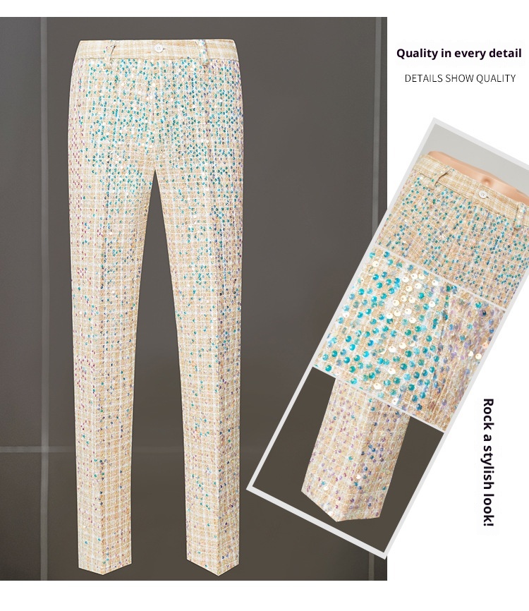 1 Giacca da abito Costume da cantante maschile Ospite di banchetto Abbigliamento formale Spettacolo teatrale Coro Pantaloni aderenti Color Block_voghion.com