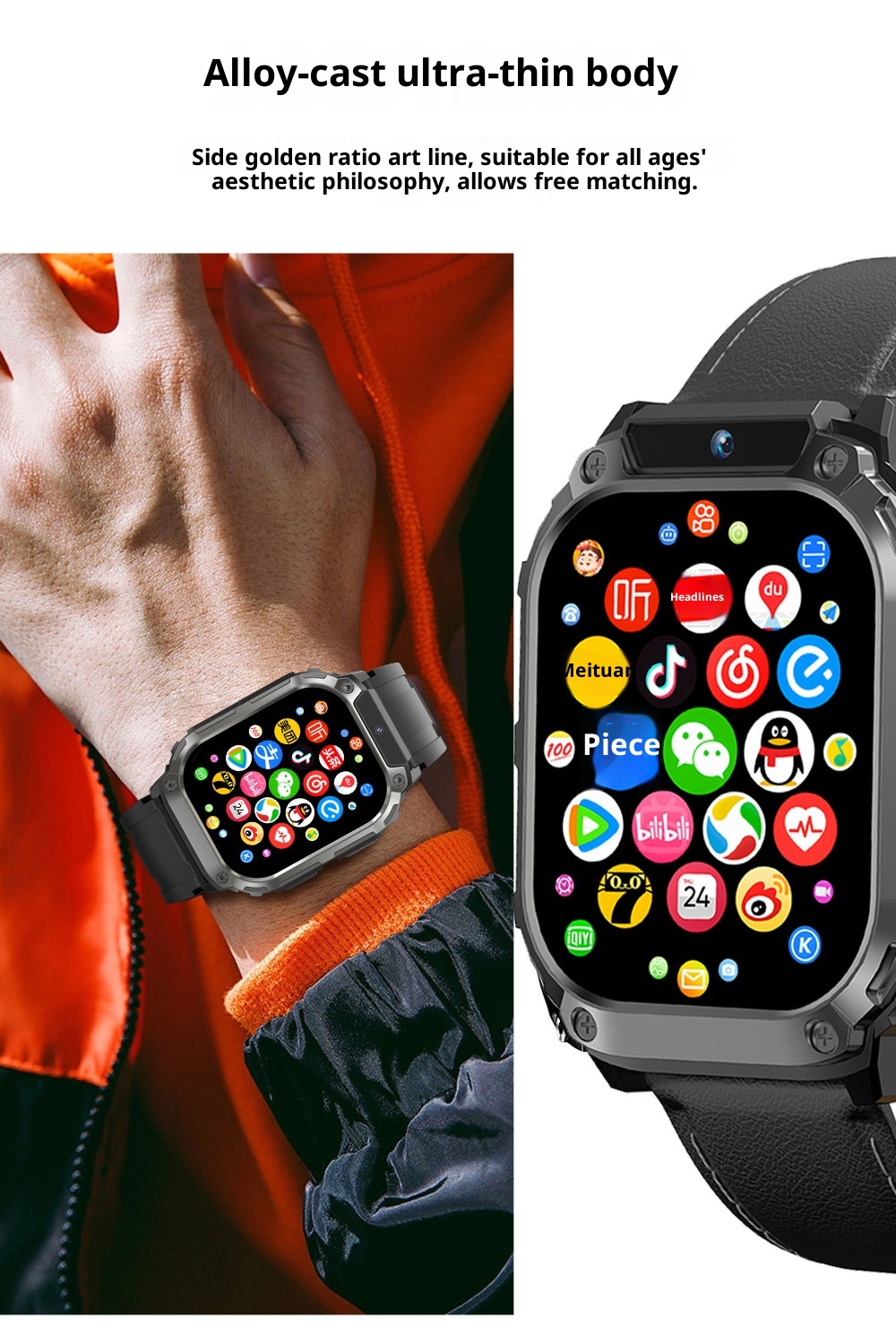 Smart Card Phone Watch Bracelet Titanium Metal Large Screen Full Network 5G Heart Rate Pressure Blood Oxygen NFC_voghion.com