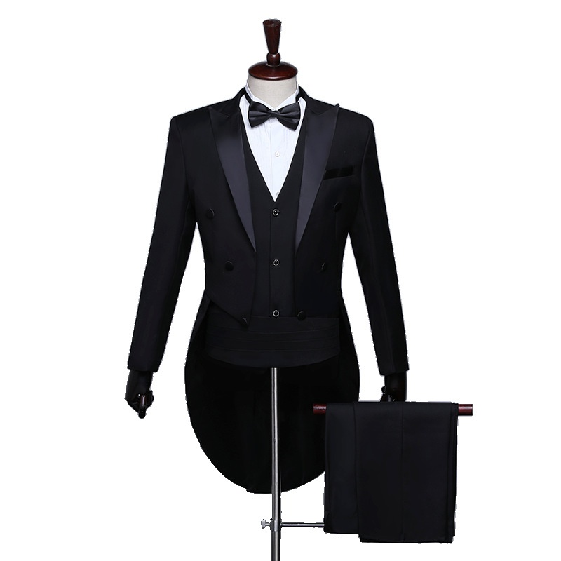 Erkek Saten Kumaş Frak Erkek Takım Elbise Slim Fit Resmi Giyim Yıllık Toplantı Sunucusu Magic Caz Dans Korosu Kostümü_voghion.com