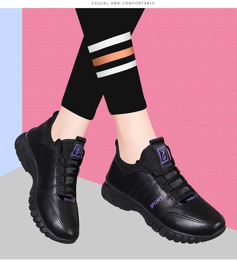 ShoeGlobe Automne-Hiver 2024 - Nouveautés Chaussures Femme Décontractées en Cuir, Semelle Souple, Doublure Polaire, Chaudes et Confortables - Chaussures de Bureau_voghion.com