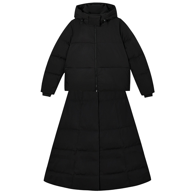 Veste épaisse ChicShe 90 en toile de canard blanche, coupe trapèze, mi-longue, coupe-vent, chaude, idéale pour le cyclisme. Jupe en duvet._voghion.com