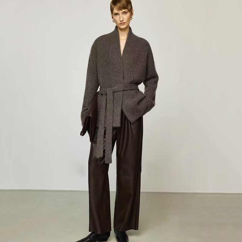 GraceChic GraceChic GraceChic Automne Hiver Nouveau Gilet court style peignoir en laine de yak épaisse ROW pour femme_voghion.com