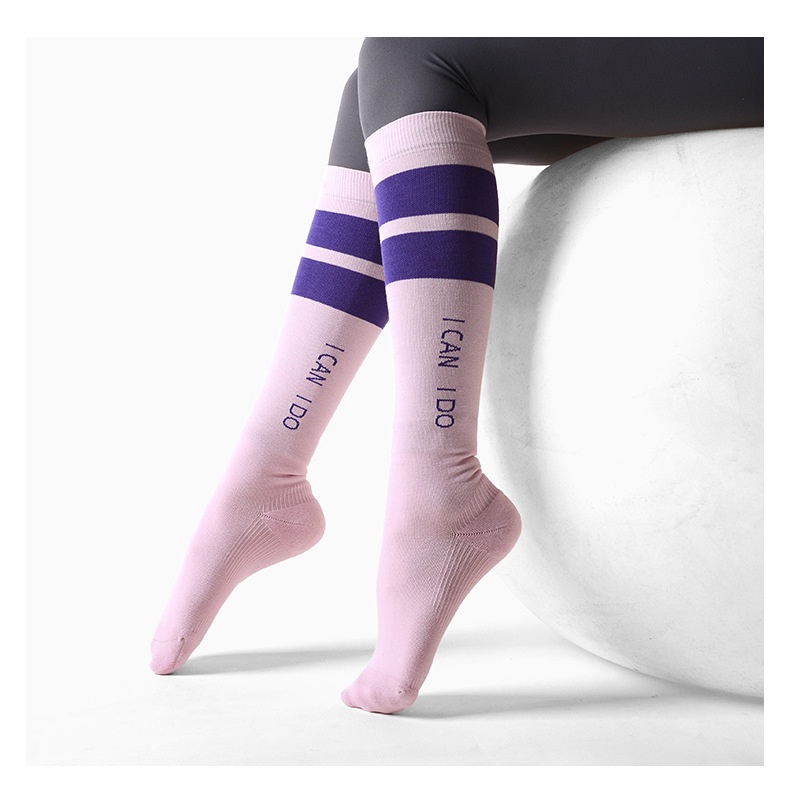 ActiveGo ActiveGo Meikan Wide Stripe Sports Long Couple Outdoor High Tube Terry Cushion Quick Dry Micro Pressure Jump Exercise Socks_voghion.com