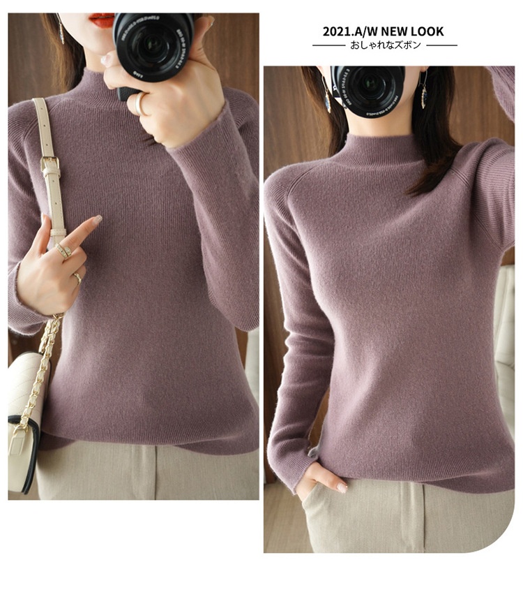 GraceChic GraceChic GraceChic Autunno Inverno Mezza Dolcevita Per Donna 2021 Nuova Maglia Base In Lana Manica Lunga Pullov Vestibilità Slim Maglia Spessa_voghion.com