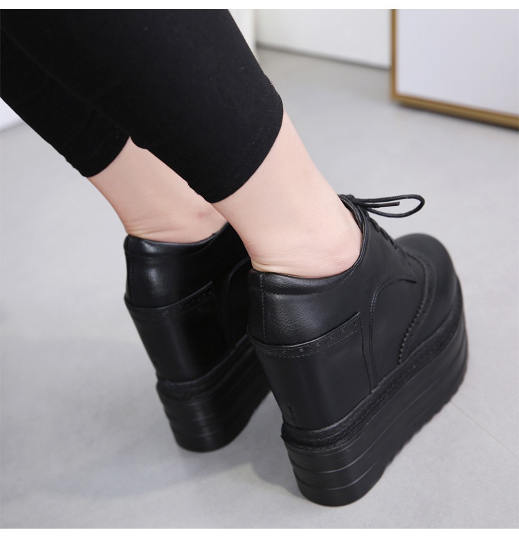 ShoeVault 558-12 Ultra High Heel Wedge Short 13CM Waterproof Platform Lace-Up Martin Height Increasing Women's Winter Boots_voghion.com