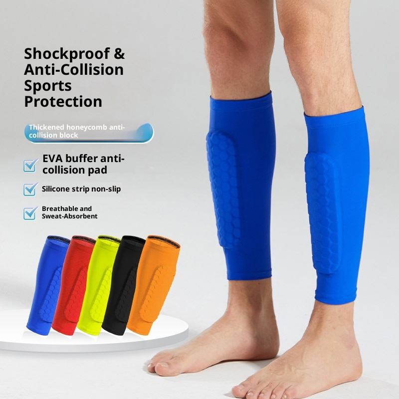 ActiveGo ActiveGo Coprigambe per sport all'aria aperta a nido d'ape da calcio transfrontaliero Calzino traspirante Protezione per polpaccio anticollisione Attrezzatura protettiva_voghion.com