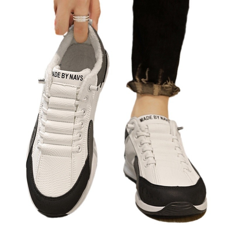 ActiveGo Cotton Autumn Winter Fleece Lined Warm Cold-Resistant Snow Boots Men's Sports Casual Thick-Soled White Trendy Shoes_voghion.com