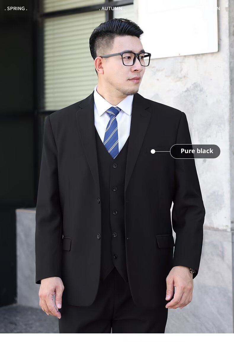boy Simple Casual Suit Set 2024 Autumn New Business Professional Formal Wear Plus Size Men's Jacket_voghion.com