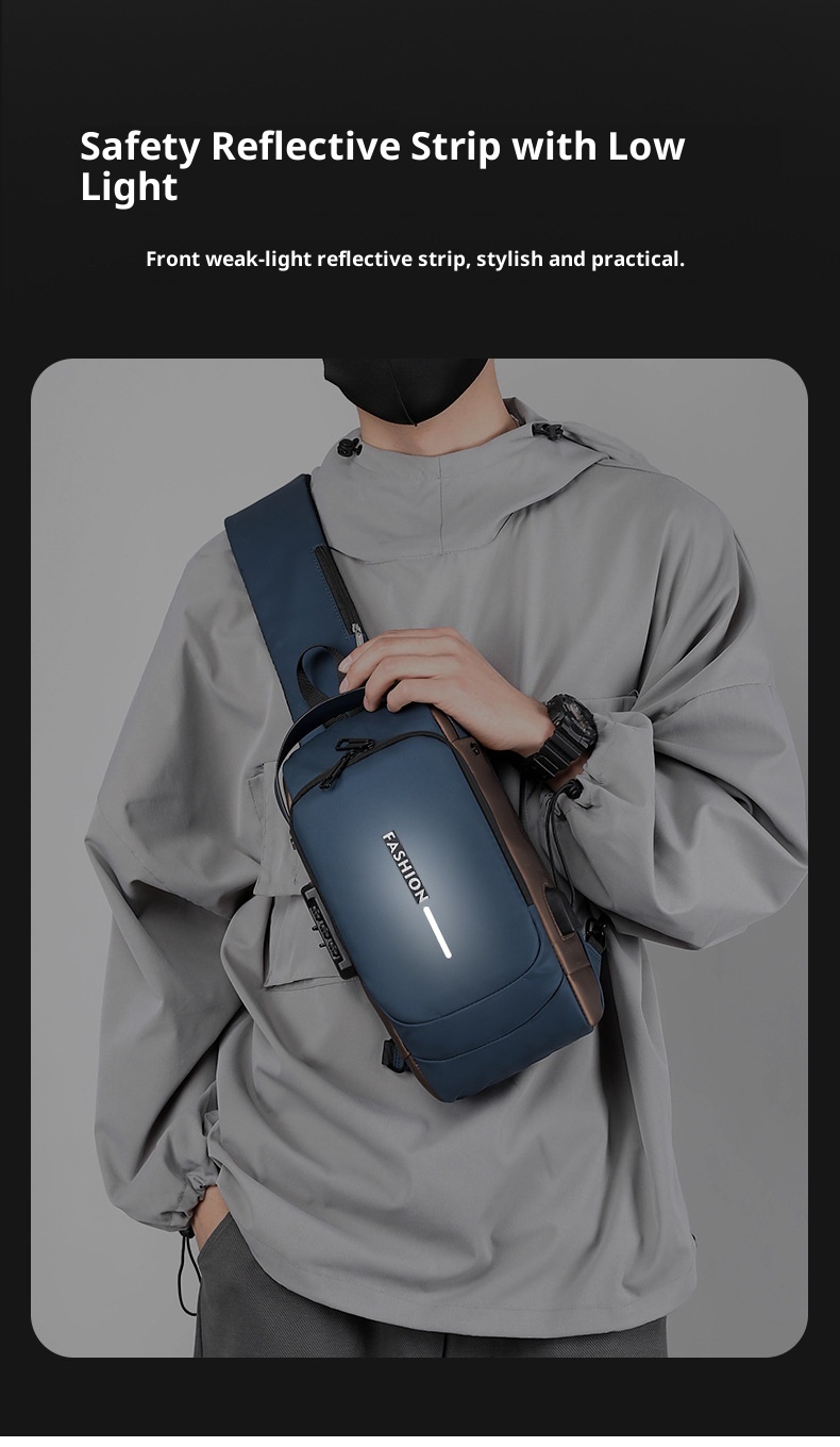 001 Crossbody For Men, High-End Waist Password Lock, Men's Chest With USB Charging, Versatile Outdoor Travel Bag_voghion.com