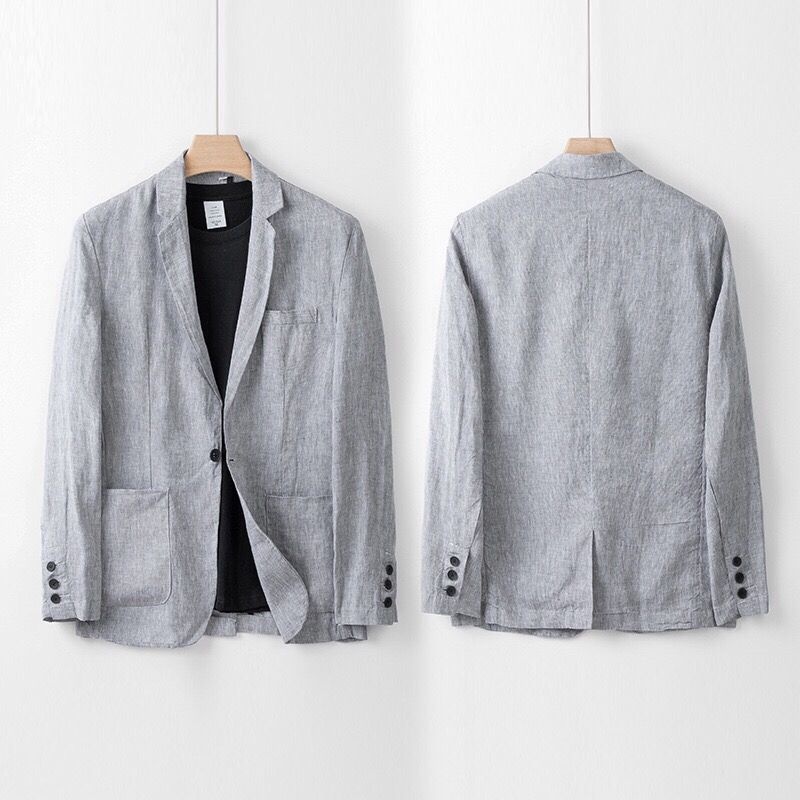 boy 2025 Set For Men Sun Protection Loose Fit Jacket Cotton Linen Casual Suit Summer_voghion.com