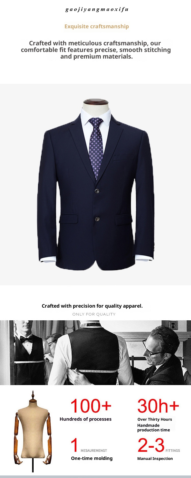 Costume d'affaires formel en laine pour jeune homme de grande taille, manches longues et double fente, idéal pour un mariage (collection 2028)._voghion.com