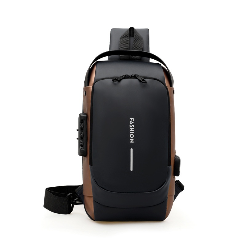 001 Tek Omuzlu Çapraz Askılı Spor Sırt Çantası Erkek Göğüs Şifreli Kilitli Hırsızlığa Karşı Bisiklet Günlük Açık Hava Koşu Çantası_voghion.com