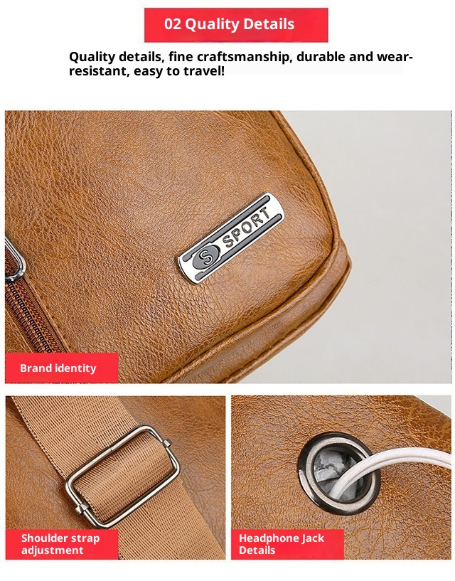 001 Manufacturer Wholesale Korean Fashion Men's Crossbody Bag Casual Travel PU Leather Single Shoulder Small Chest Backpack_voghion.com