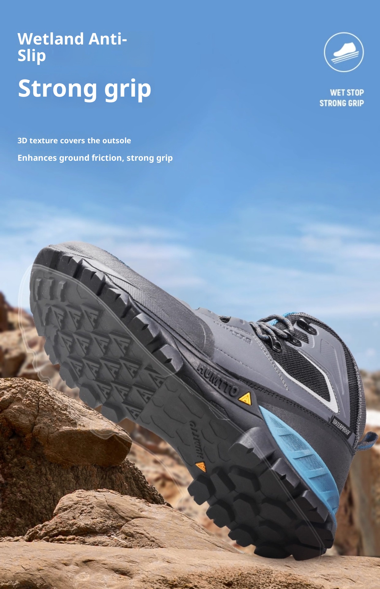 ShoeGlobe Hantu impermeabili da uomo, stivali da pioggia pesanti per autunno e inverno, scarpe sportive alte da esterno, antiscivolo e resistenti all'usura_voghion.com