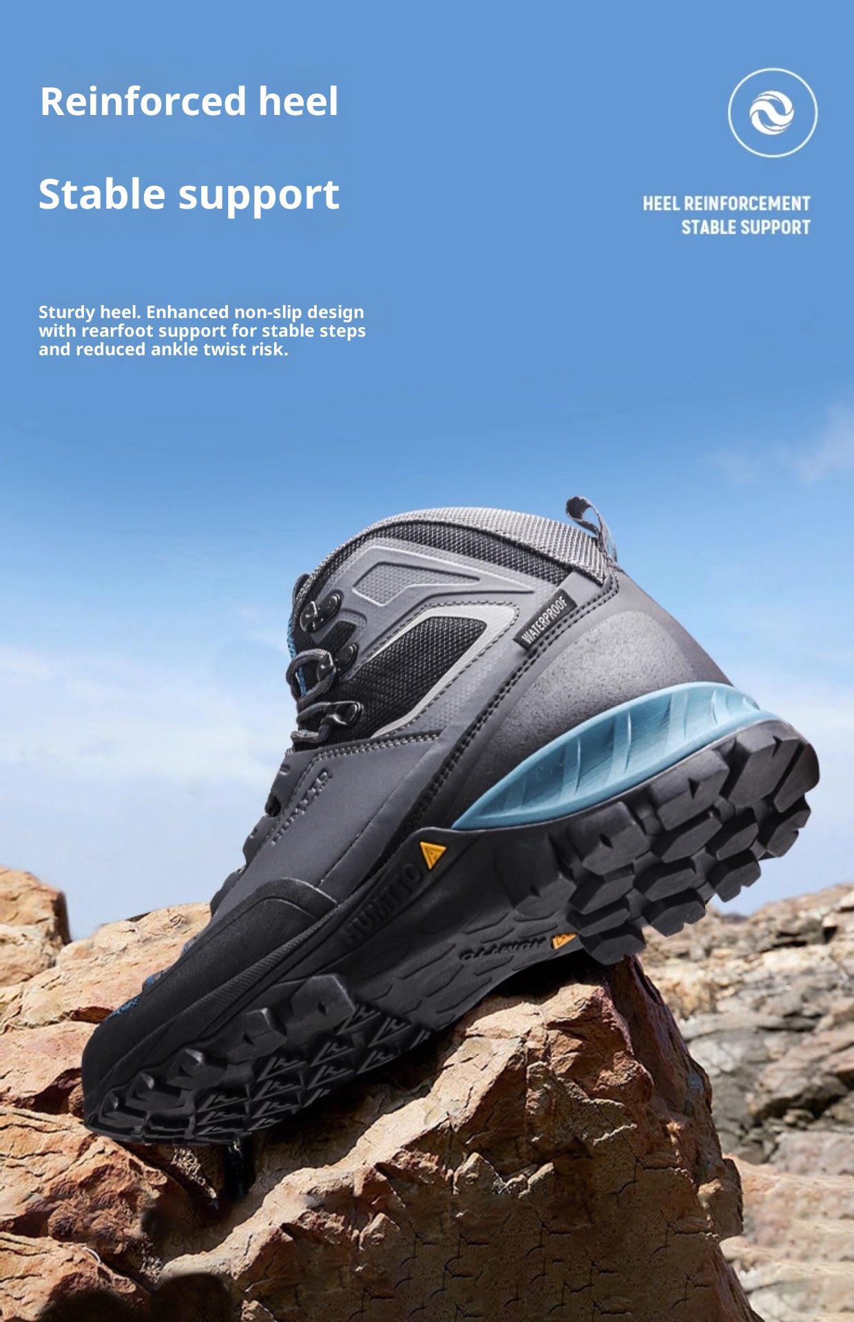 ShoeGlobe Hantu impermeabili da uomo, stivali da pioggia pesanti per autunno e inverno, scarpe sportive alte da esterno, antiscivolo e resistenti all'usura_voghion.com