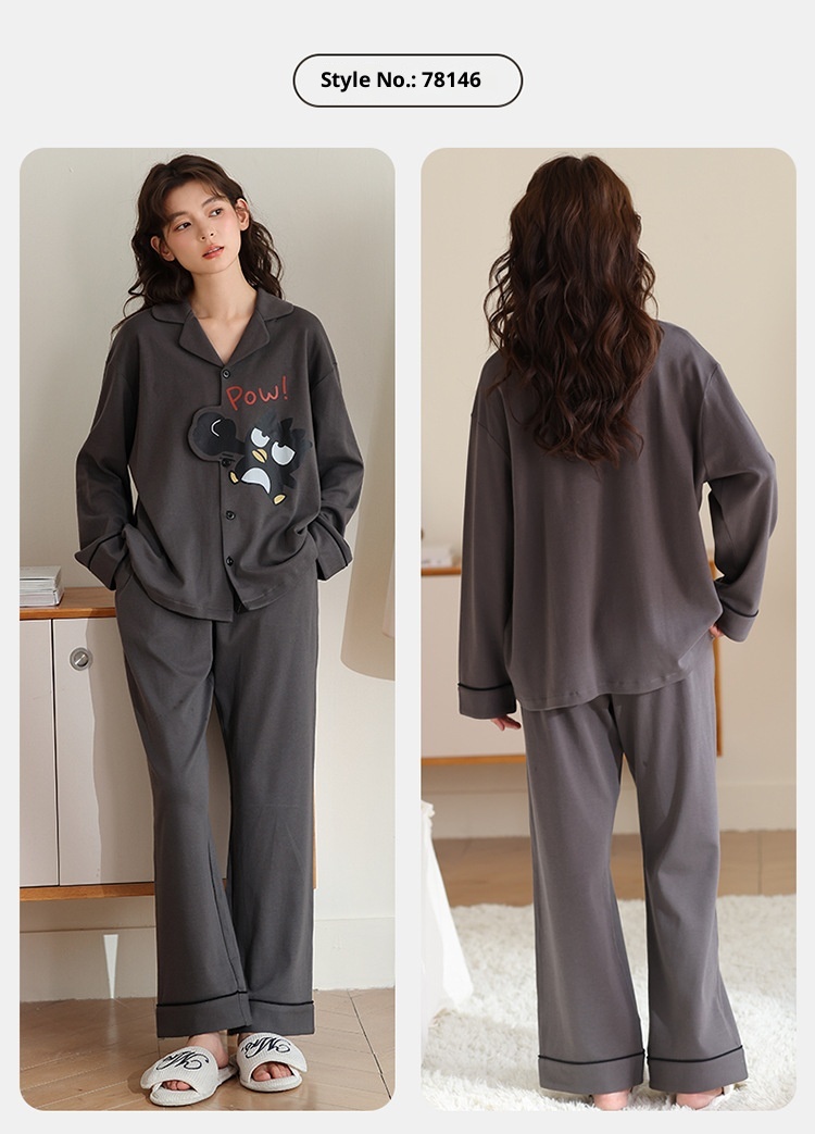 ChicShe 2025 New Cotton Pajamas For Women Spring And Autumn Long Sleeve Loose Striped Set Ladies Homewear Wearable Cartoon_voghion.com