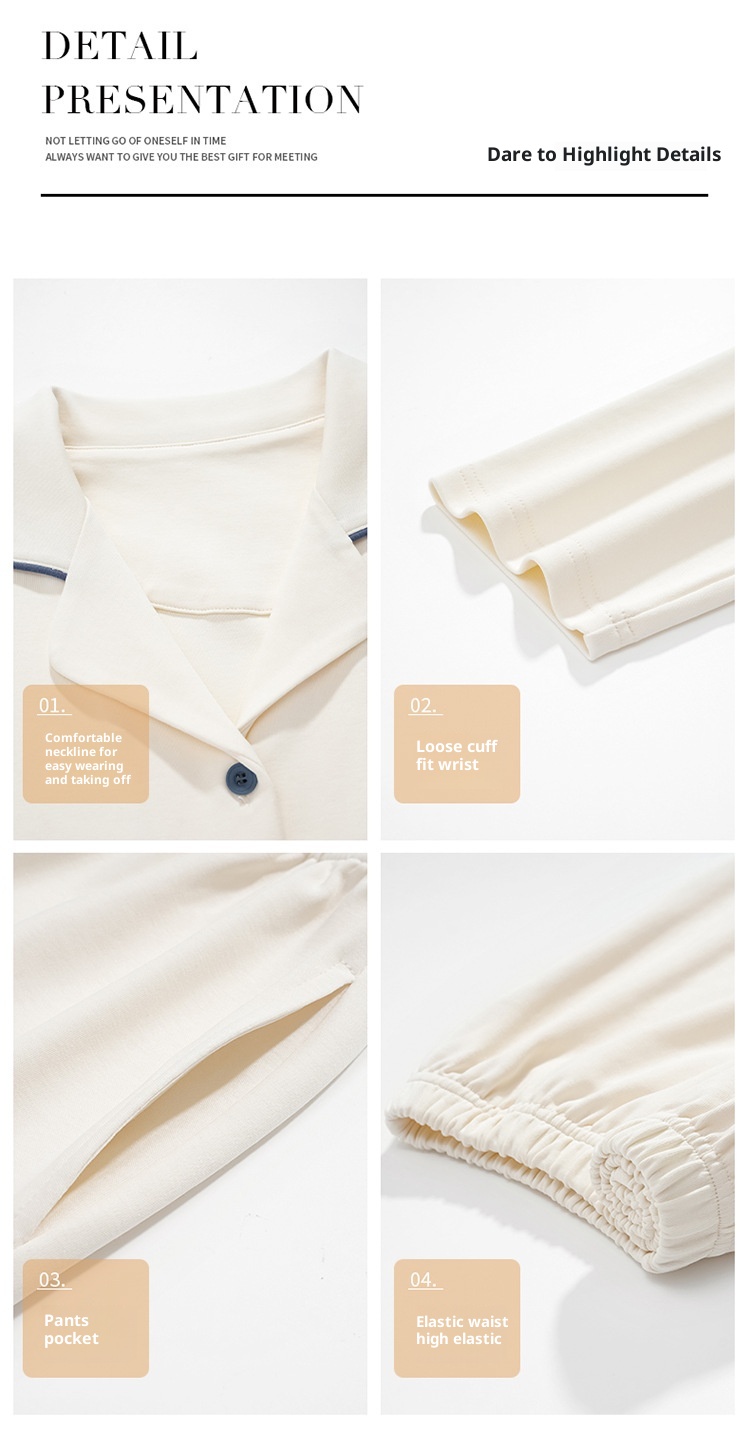 ChicShe Nuovo Pigiama da Donna in Puro Cotone Autunnale a Maniche Lunghe Cardigan Traspirante e Comodo Tutto in Cotone Tinta Unita Indossabile_voghion.com