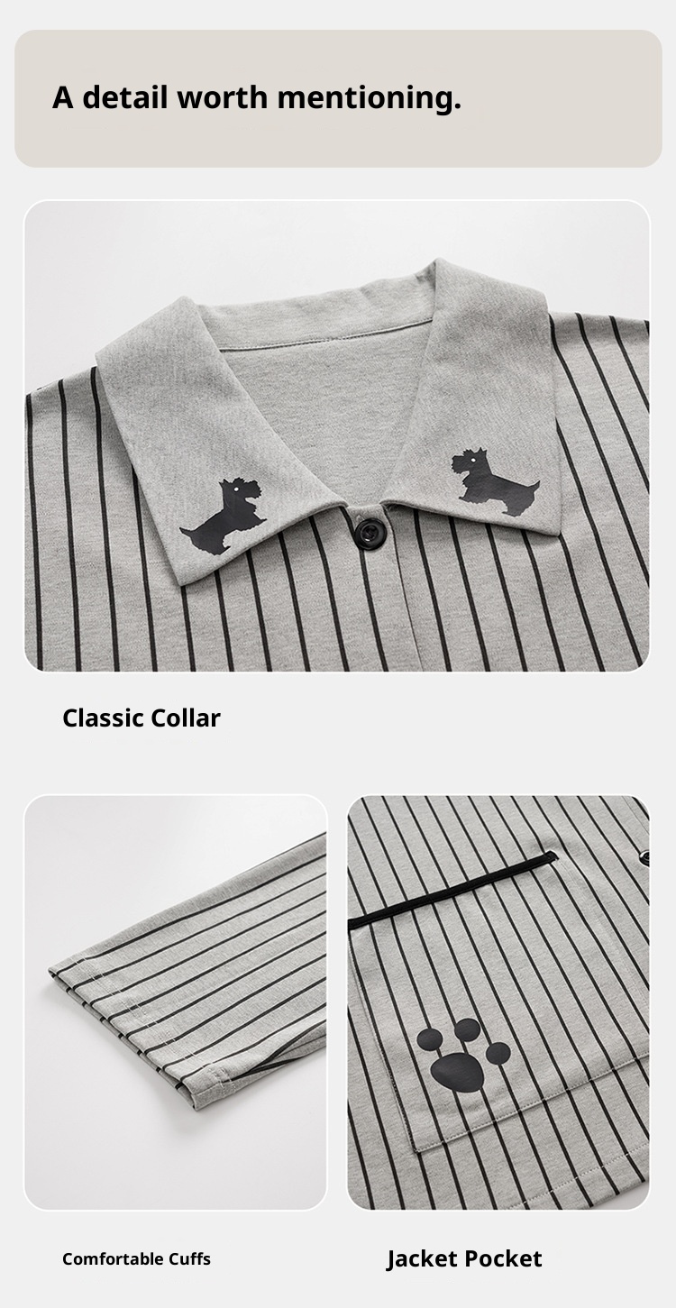 ChicShe 2025 New Cotton Pajamas For Women Spring And Autumn Long Sleeve Loose Striped Set Ladies Homewear Wearable Cartoon_voghion.com