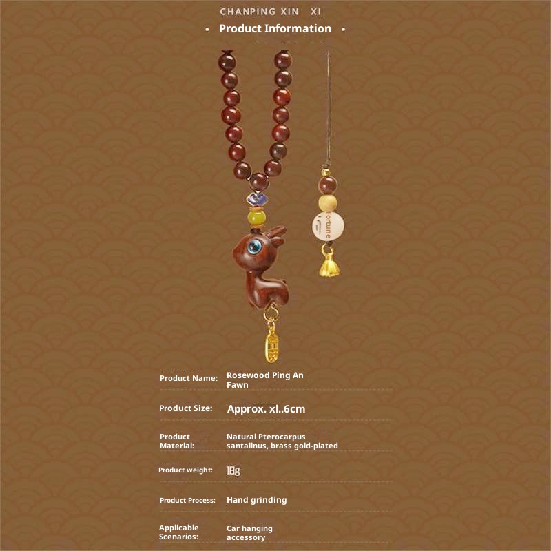 Ornamento "Buon viaggio" in legno di sandalo, cervo, specchietto retrovisore, grazioso ciondolo da appendere all'interno dell'auto, decorazione creativa_voghion.com