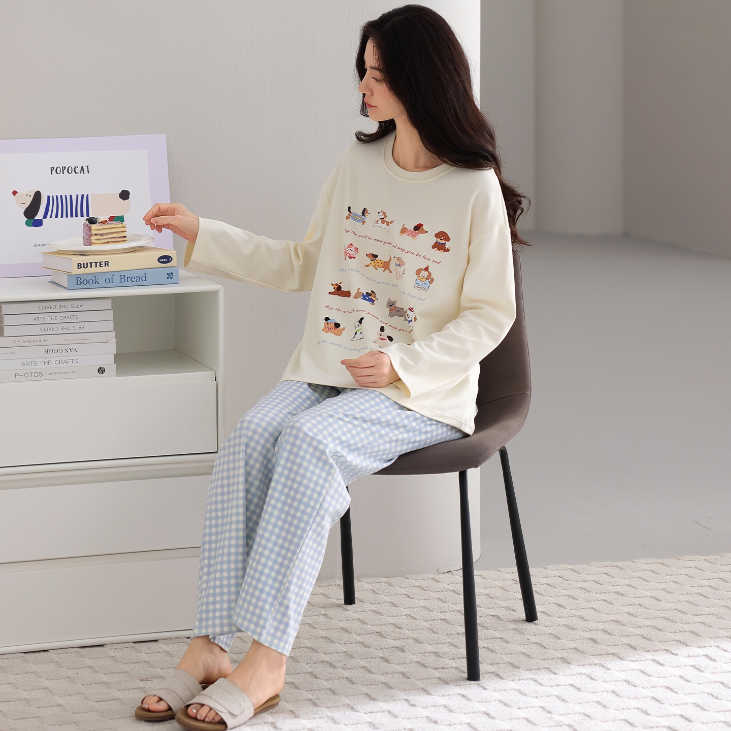 ChicShe New Spring Pajamas Ladies Pullover Autumn Winter Cartoon Long Sleeve Pants Cotton Home Clothes Set_voghion.com