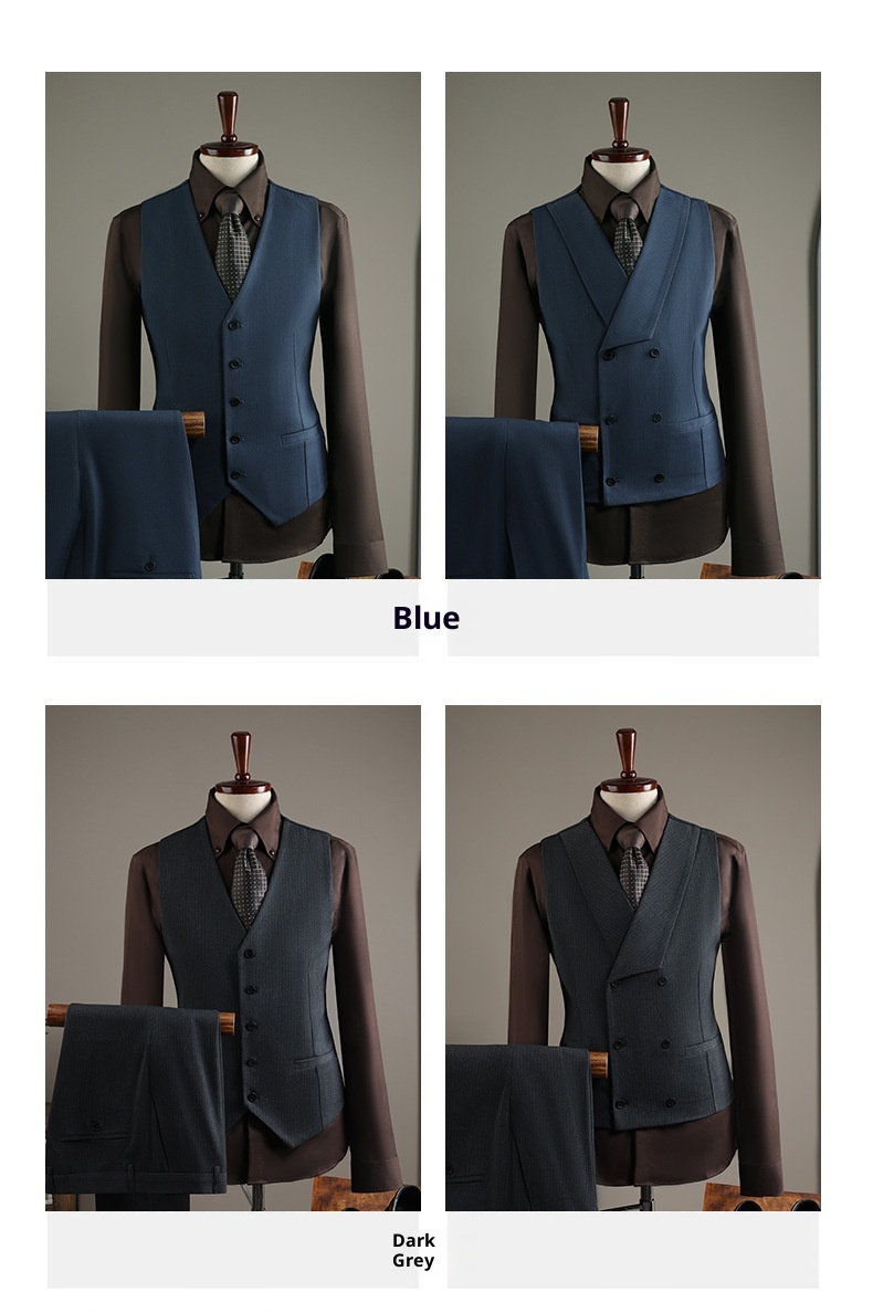 Costume rayé grande taille pour homme, idéal pour les occasions formelles, les banquets, les mariages et autres événements professionnels._voghion.com