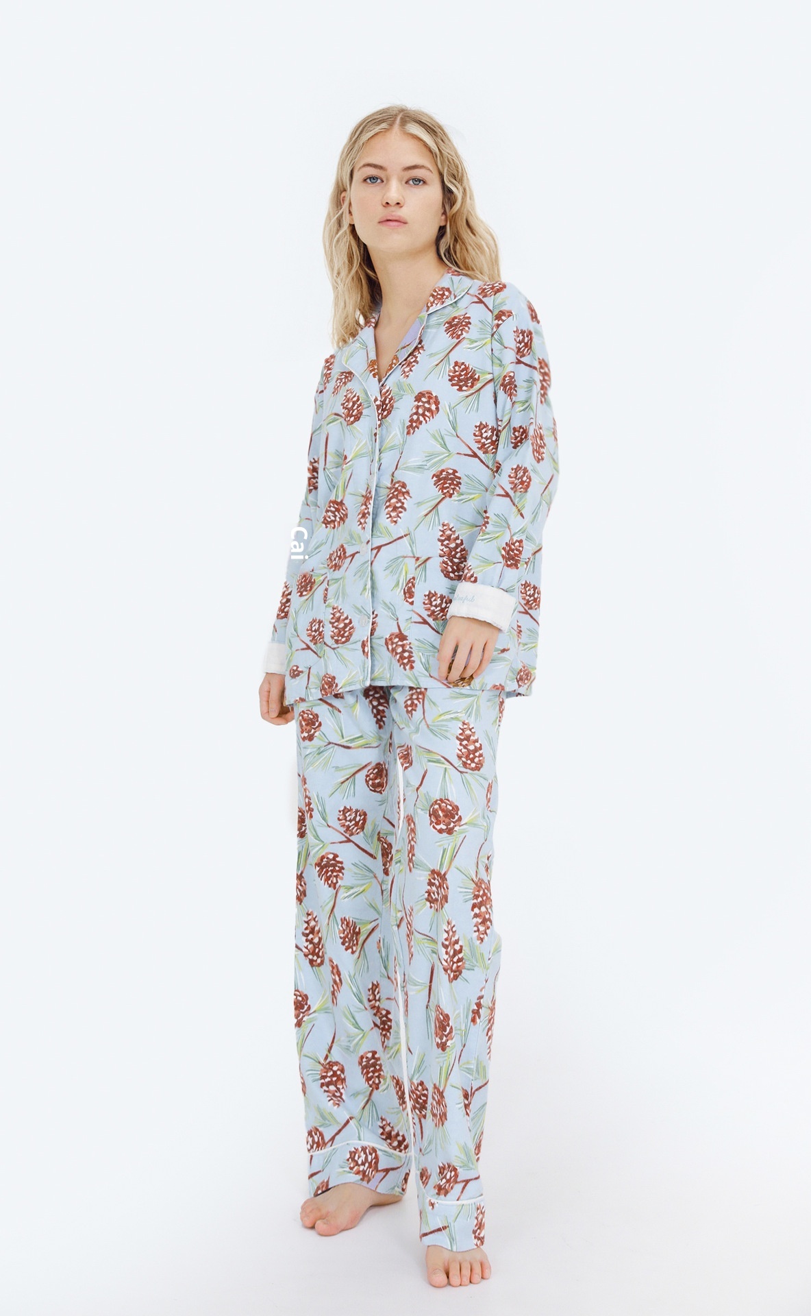 ChicShe P.J.Sawage Pigiama caldo e spesso in cotone spazzolato per donna, autunno inverno, pigiama premaman in morbido cotone_voghion.com