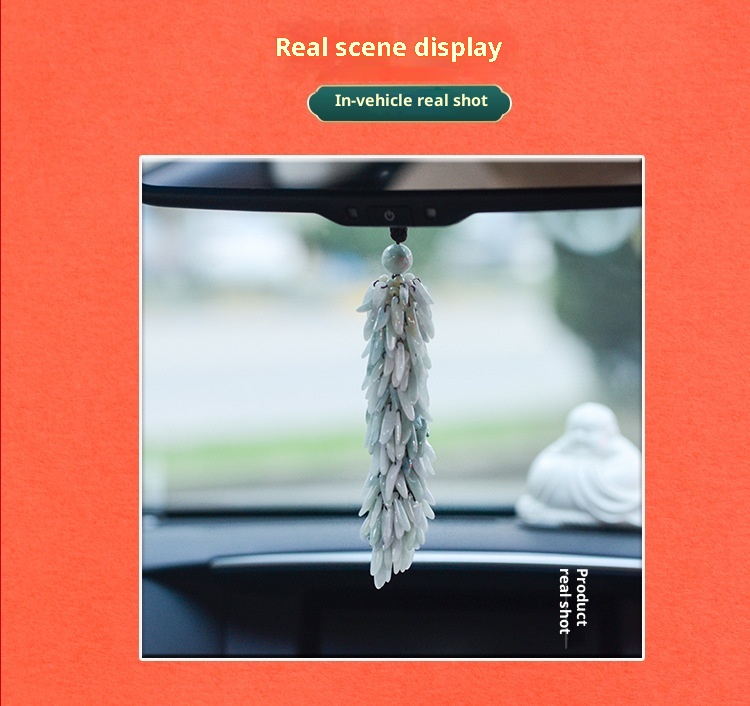 Ornement de rétroviseur en pierre naturelle, décoration intérieure, jade, à suspendre dans la voiture, cadeau artisanal GS013_voghion.com