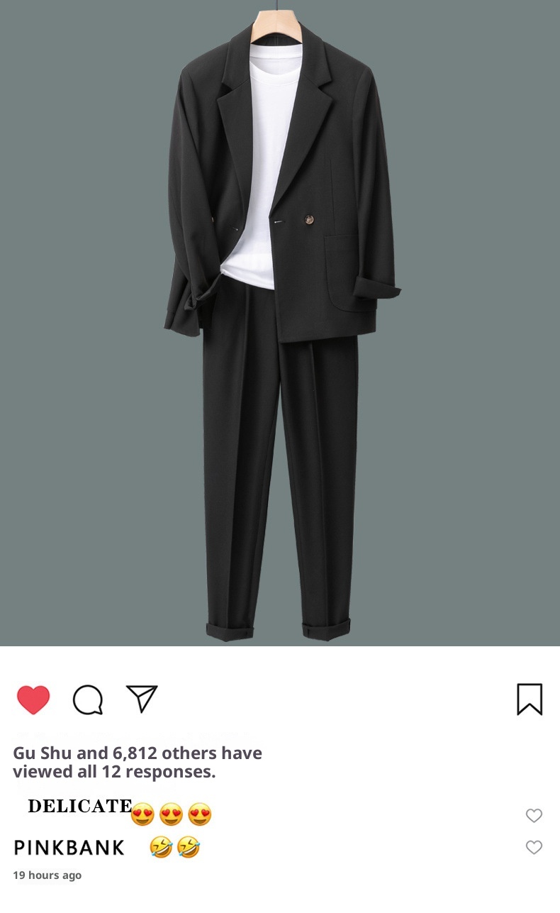 boy Spring And Autumn New Loose Fit Draped Set For Men Korean Trendy Handsome Casual Mature Style Men's Three-Piece Suit_voghion.com