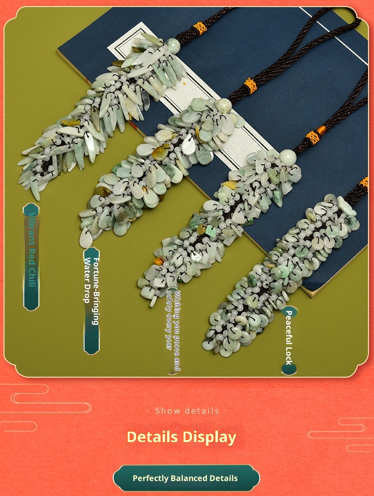 Ornement de rétroviseur en pierre naturelle, décoration intérieure, jade, à suspendre dans la voiture, cadeau artisanal GS013_voghion.com