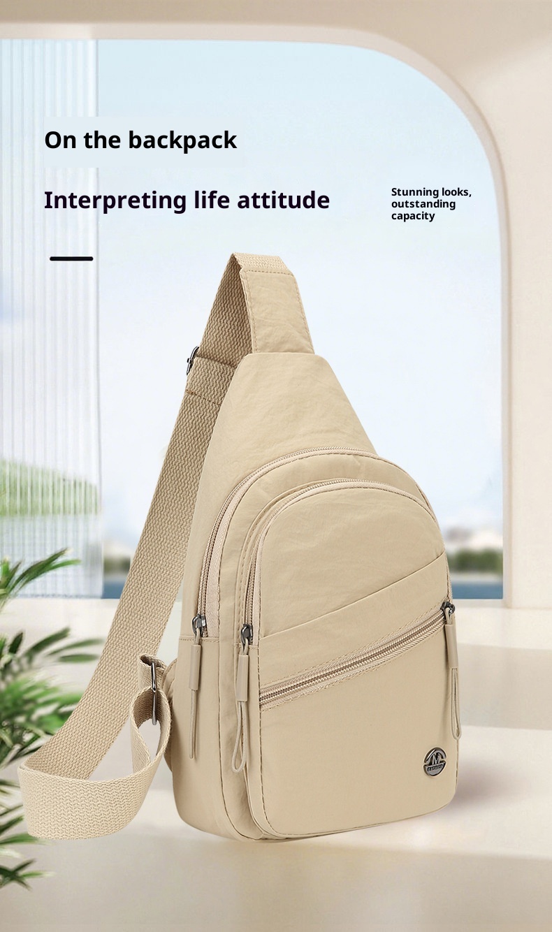 001 Japanese Style Simple Women's Chest Large Capacity Solid Color Casual Shoulder Multi-Compartment Versatile Outdoor_voghion.com