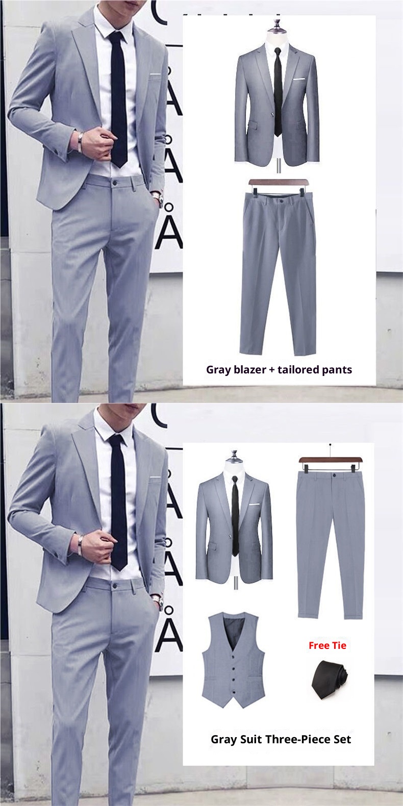 Costume trois pièces pour homme, coupe slim, décontracté et professionnel, style coréen, idéal pour les jeunes étudiants._voghion.com