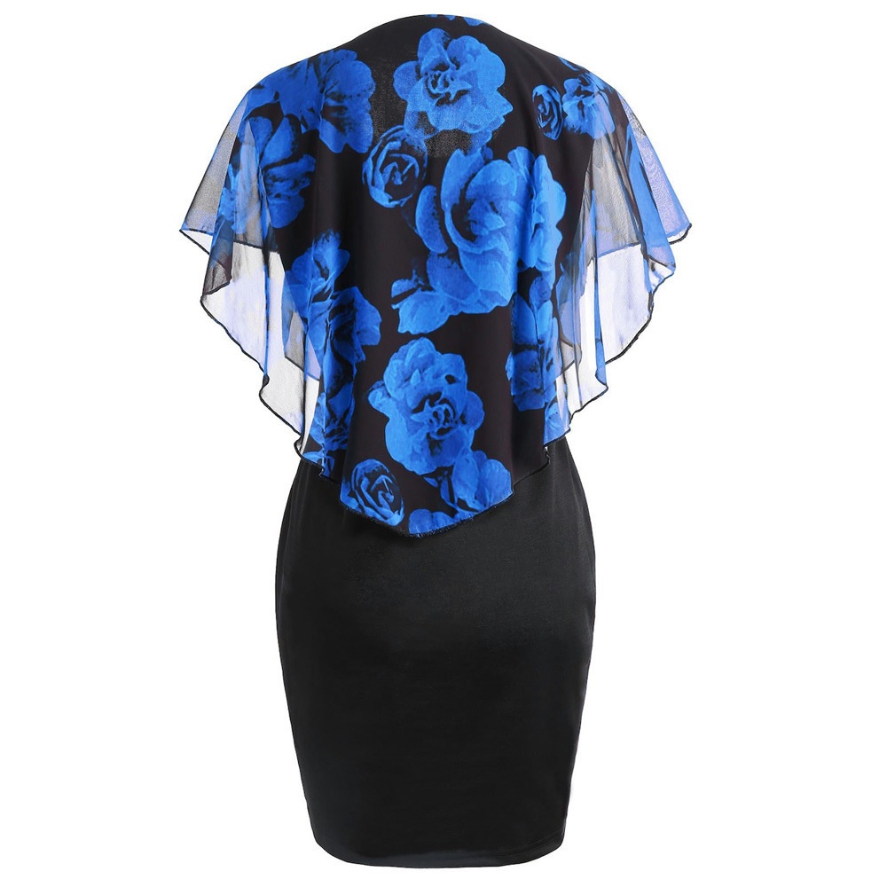 GraceChic Neues Rosenprint-Schalkleid für Damen, figurbetont, figurbetont, in Übergrößen_voghion.com